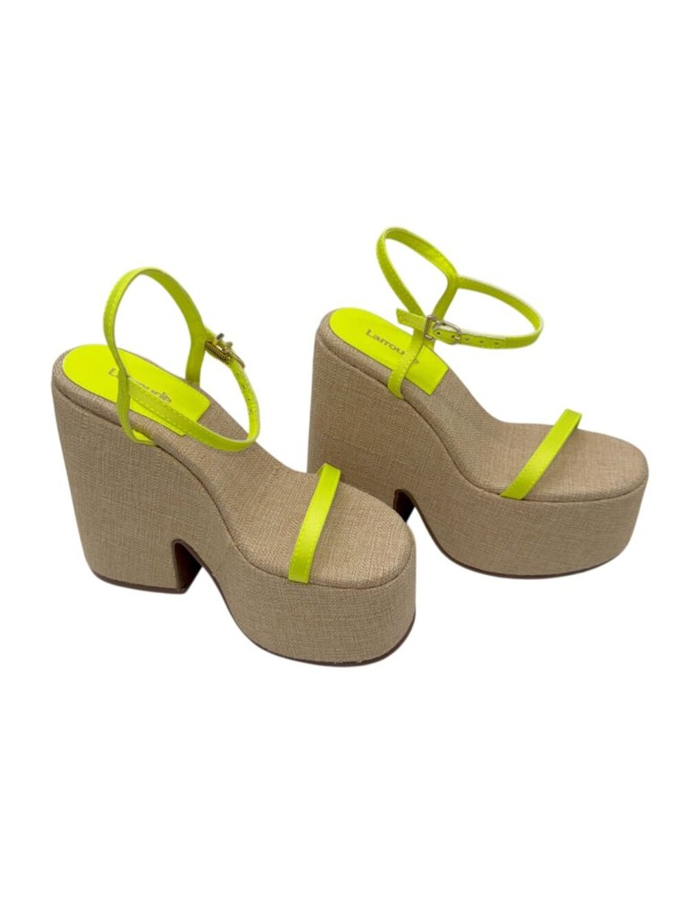 Larroude Wanda Sandal Satin Lemon NWB - Size 5